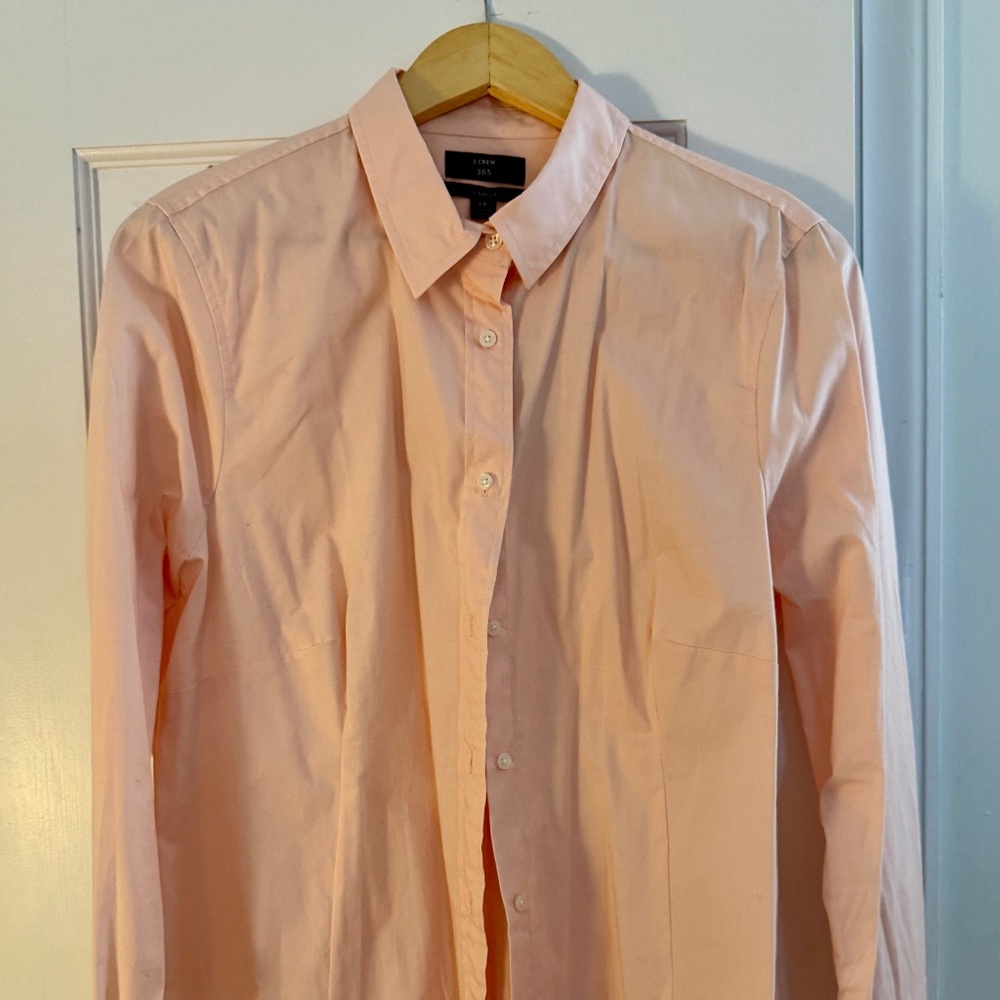 Classic J Crew Cotton Button Down • SZ 14 • Curvy Fit